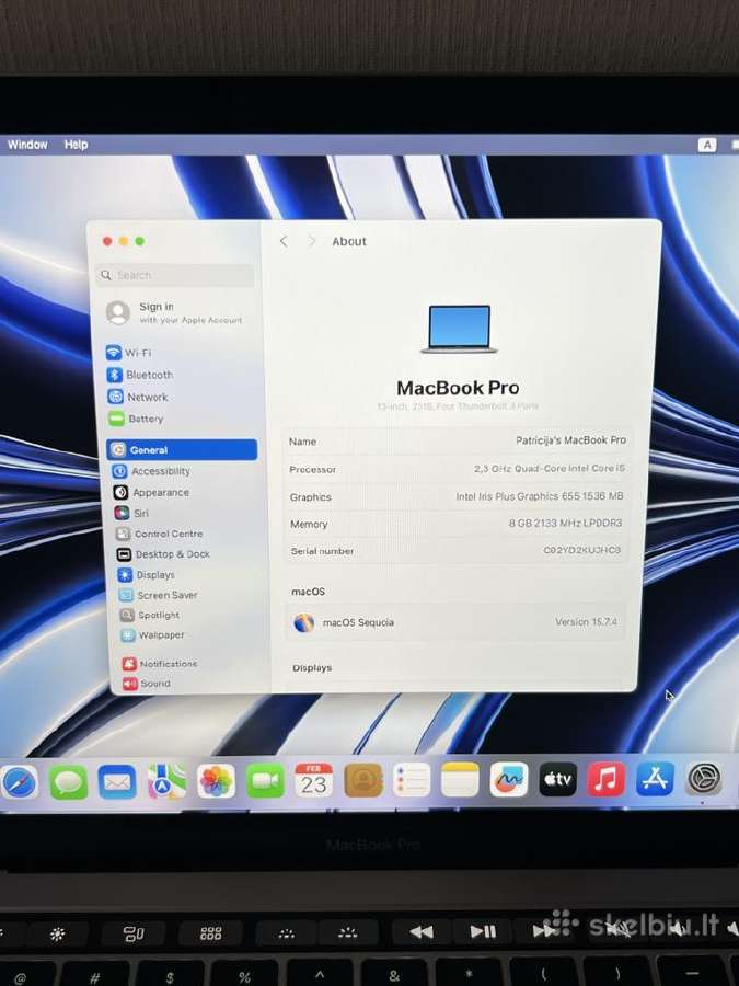 Apple MacBook Pro 13 (2018)/ 8 GB / 256 GB - nuotraukos Nr. 12