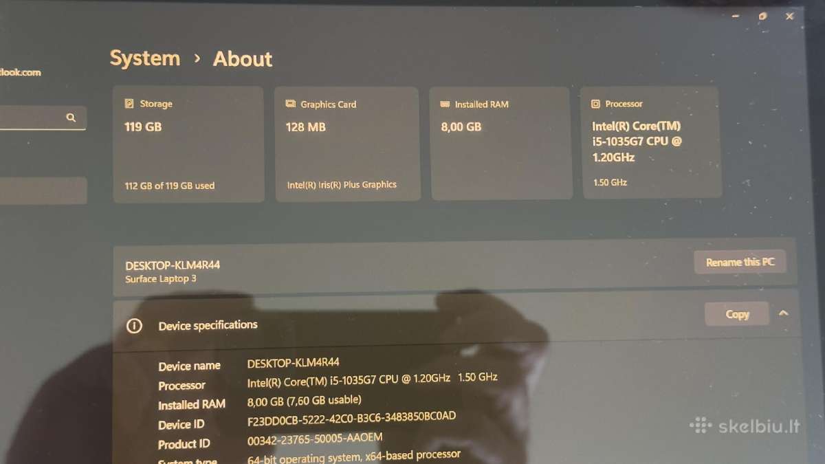 Microsoft Surface Laptop 3. 8/128 - nuotraukos Nr. 5