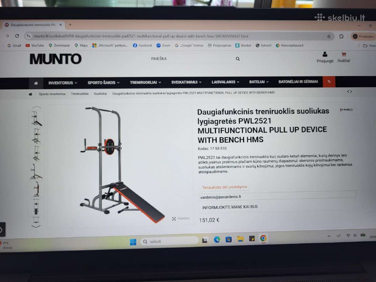 Daugiafunkcinis treniruoklis suoliukas lygiagretės - nuotraukos Nr. 4