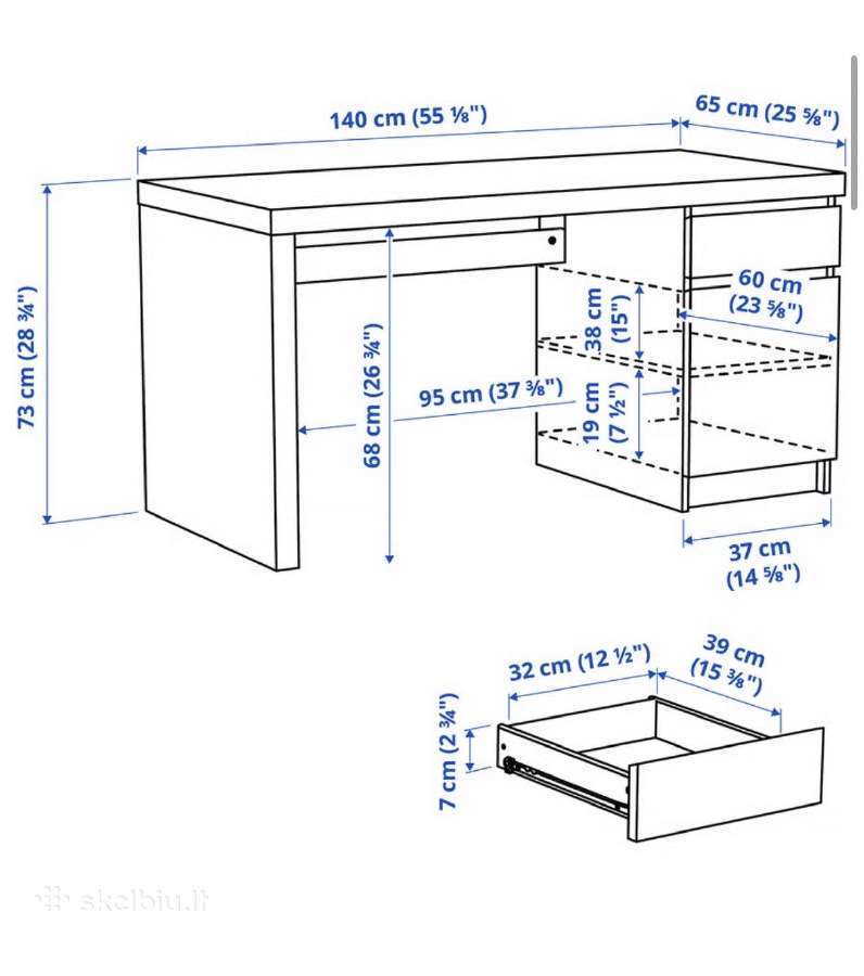 Ikea Malm rašomasis stalas - nuotraukos Nr. 3