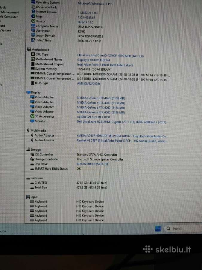 12400/4060/ 16gb RAM - nuotraukos Nr. 4
