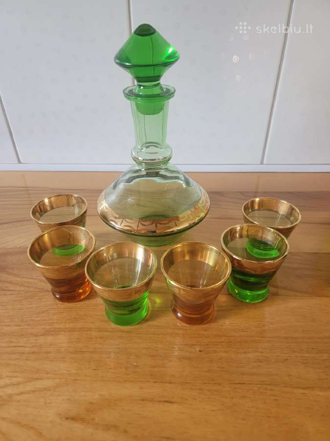 Vintažinis žalio stiklo rinkinys - nuotraukos Nr. 5