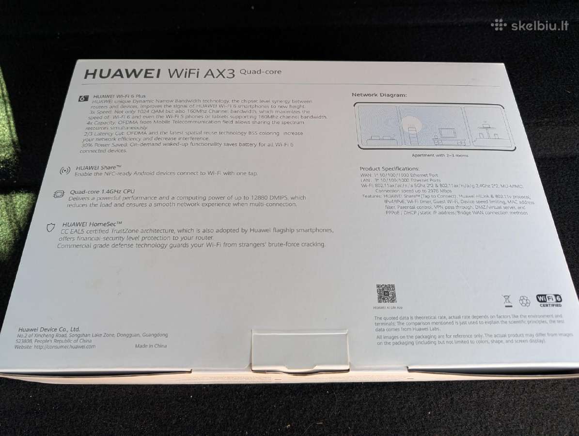 Galingas Wi-fi 6 Huawei Ax3 (ws7200) Quad-core - nuotraukos Nr. 4