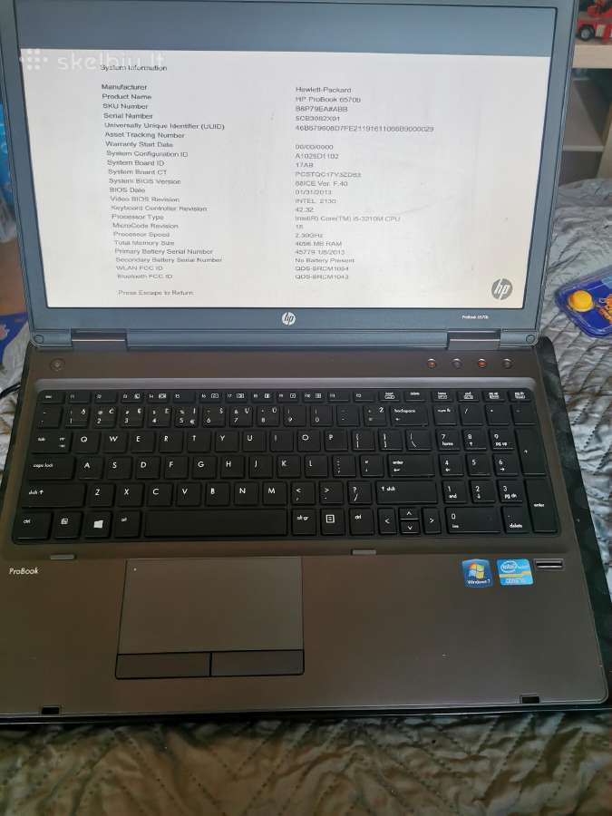 Hp Probook 6570b kompiuteris - nuotraukos Nr. 3