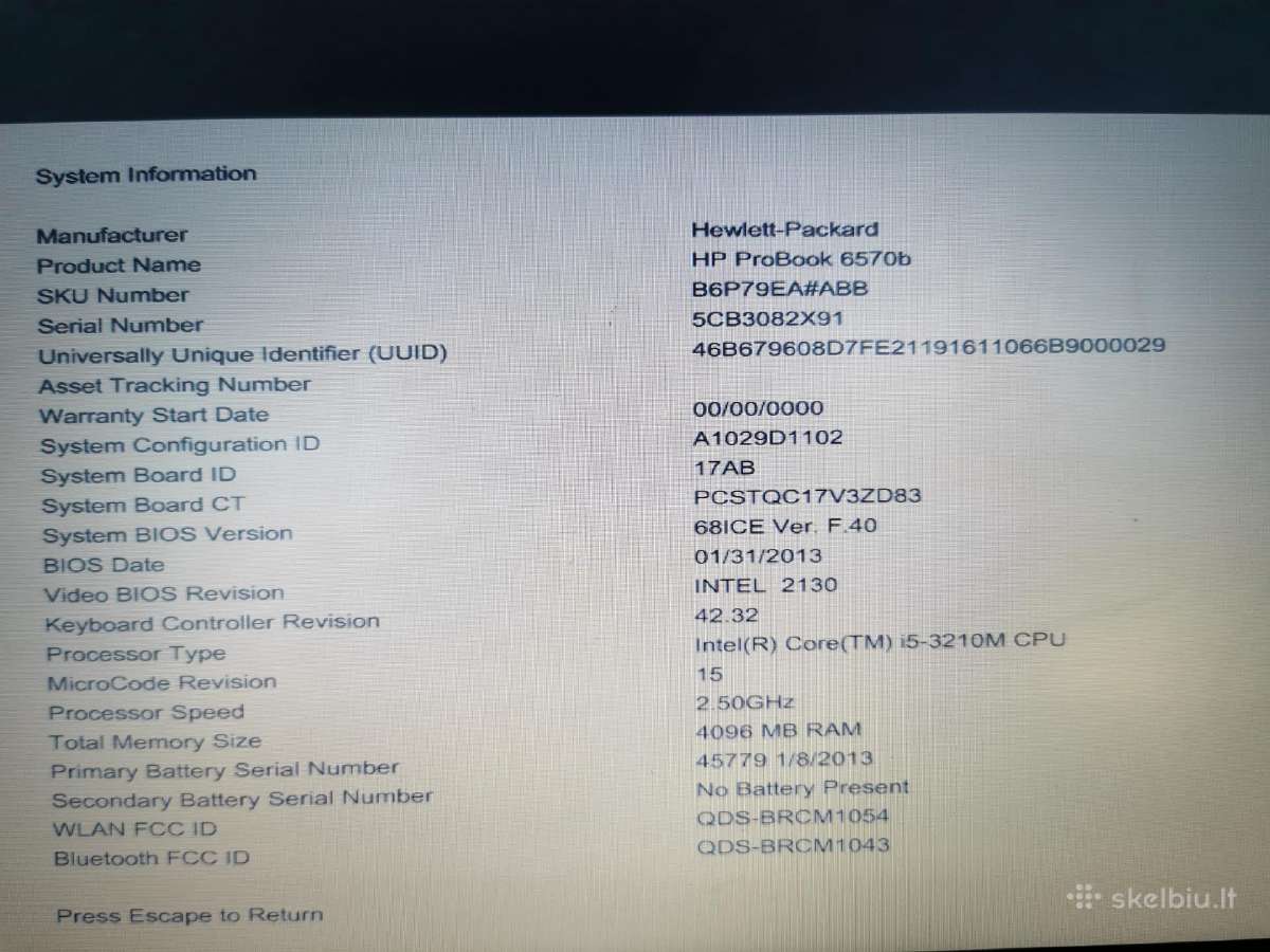 Hp Probook 6570b kompiuteris - nuotraukos Nr. 5