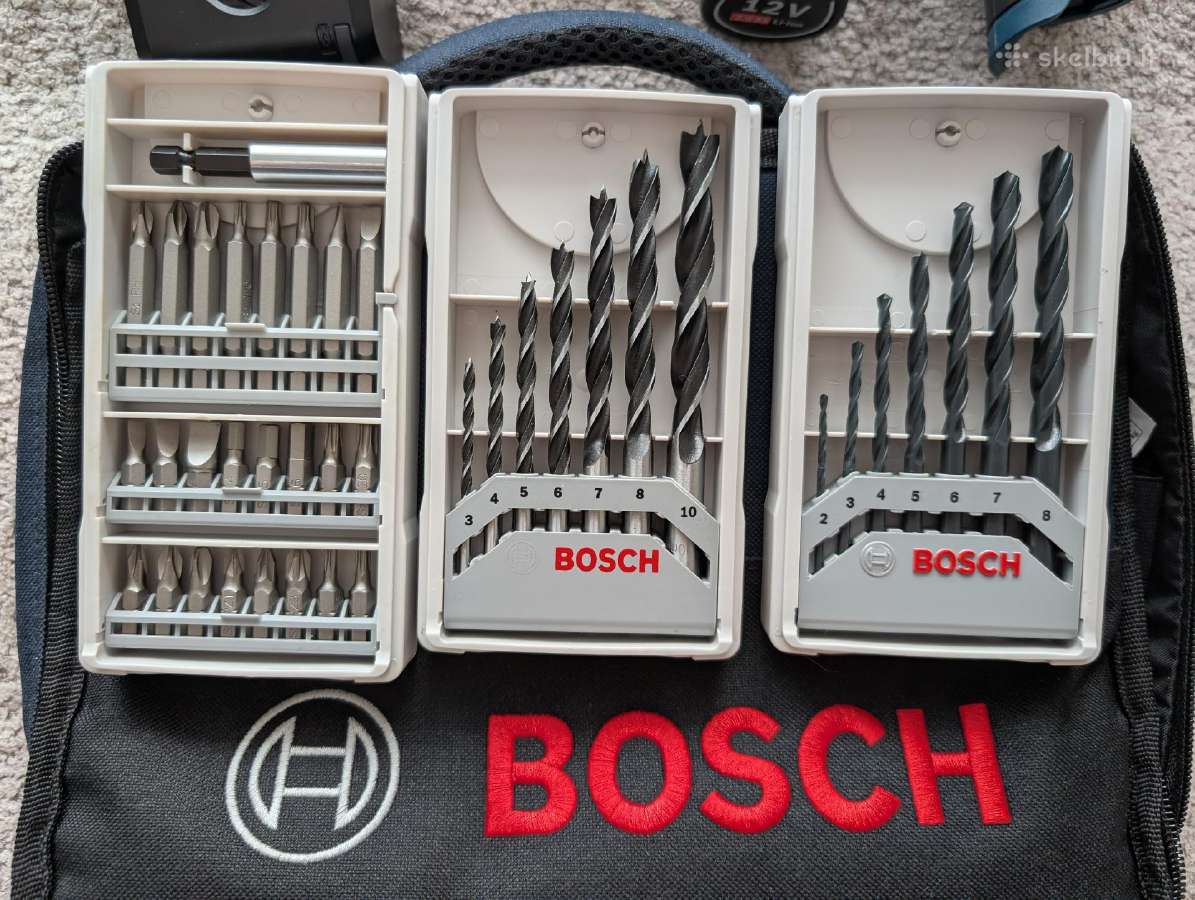 Bosch Gsr 12v-15 + 2 akumuliatoriai + grąžtai - nuotraukos Nr. 7