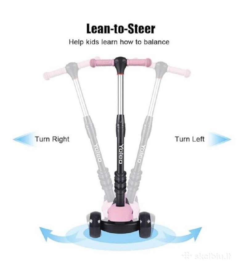 Vaikiškas paspirtukas su sėdyne ir LED ratukais - nuotraukos Nr. 4