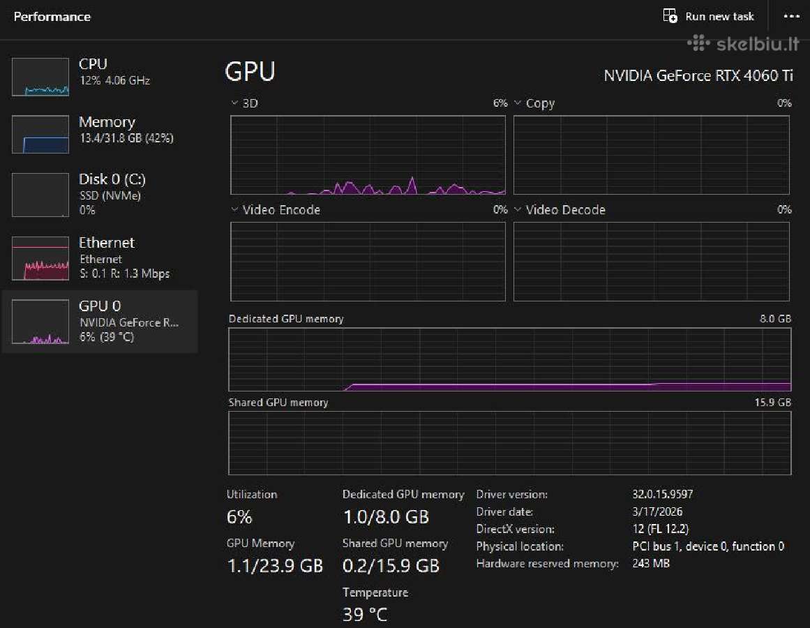 Gaming Pc Rtx4060ti i5-14400f 32gb Ddr5 - nuotraukos Nr. 4