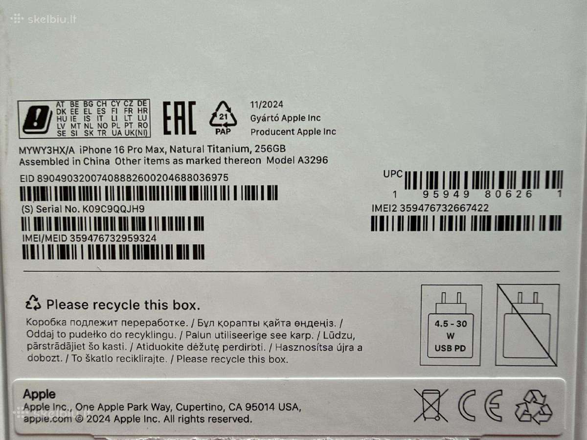 Phone 16 Pro Max,256gb.,garantija,idealus,titanium - nuotraukos Nr. 10
