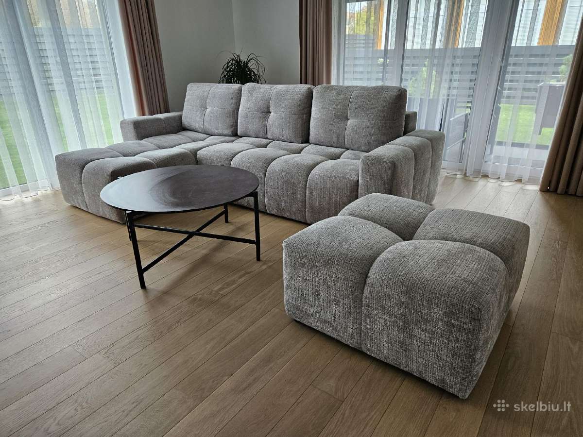 Beveik nauja sofa su lovos funkcija ir pufu. - nuotraukos Nr. 5