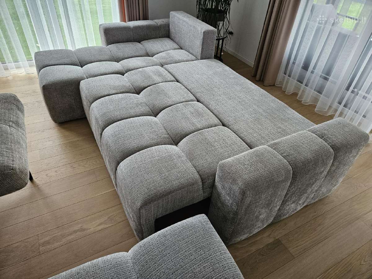 Beveik nauja sofa su lovos funkcija ir pufu. - nuotraukos Nr. 6