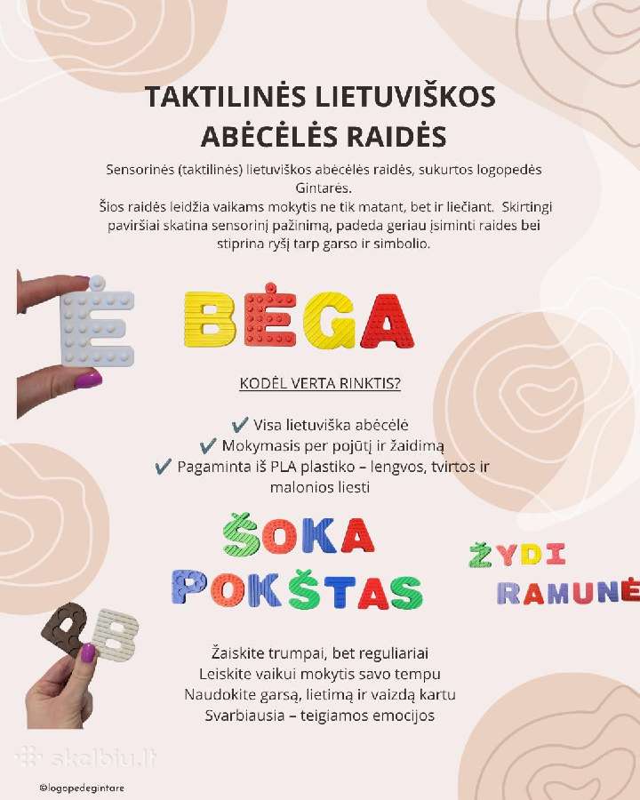 Taktilinės lietuviškos abėcėlės raidės - nuotraukos Nr. 3