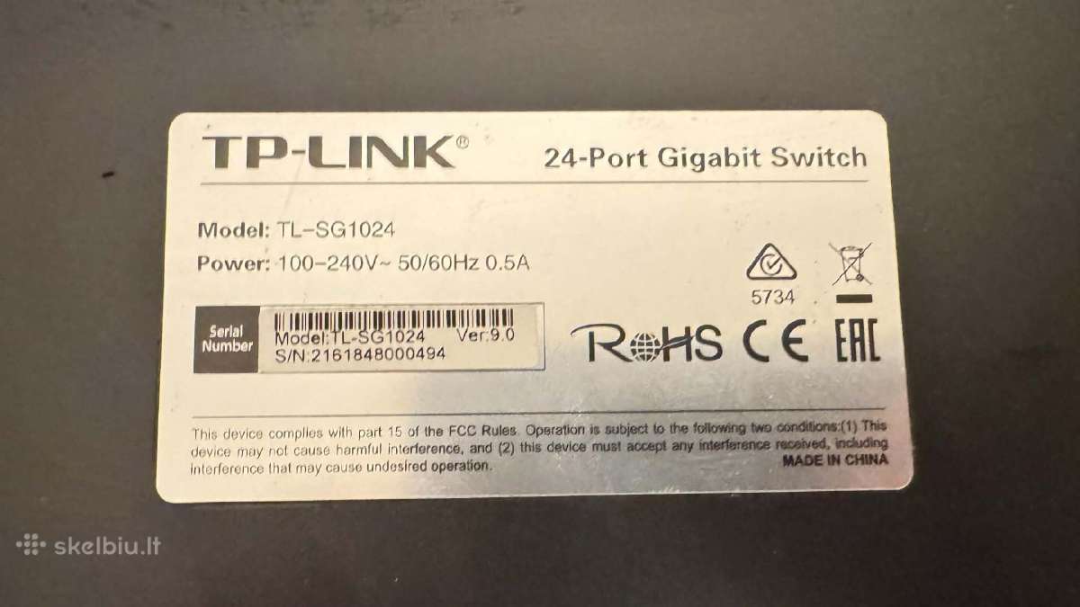 Tp-link Tl-sg1024 24-port Gigabit Switch (Komutato - nuotraukos Nr. 2