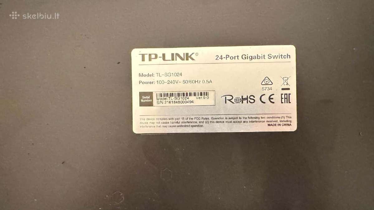 Tp-link Tl-sg1024 24-port Gigabit Switch (Komutato - nuotraukos Nr. 3