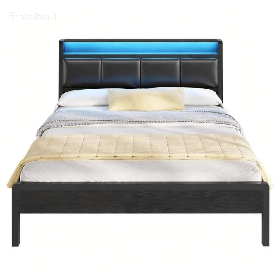 Dvigulė lova 140x190 su LED, Usb, lentynėle - nuotraukos Nr. 6