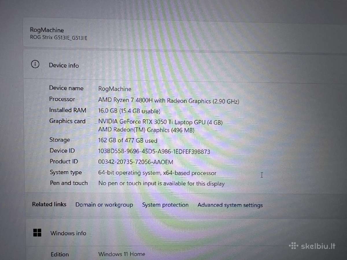 Asus rog strix g15 gaming laptop - nuotraukos Nr. 5