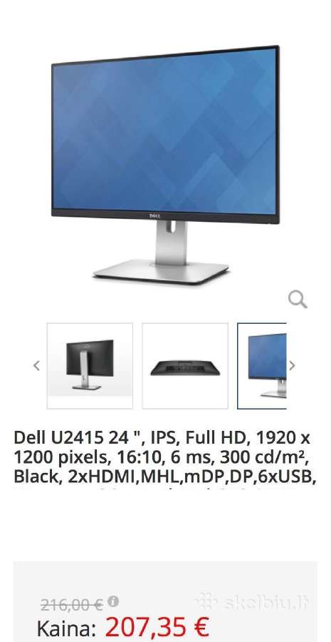 Dell Ultrasharp U2415 24,1" Ips monitorius - nuotraukos Nr. 3