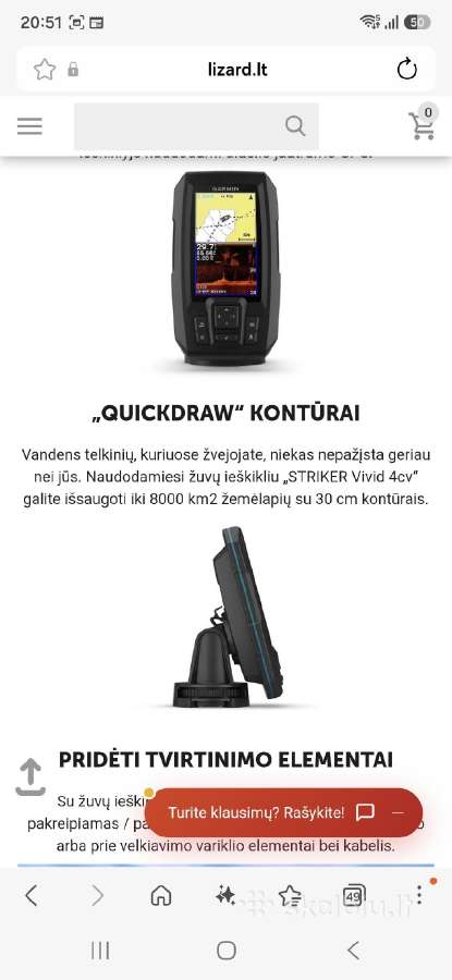 Garmin Striker Vivid 4cv su Gt20-tm sonaru - nuotraukos Nr. 6