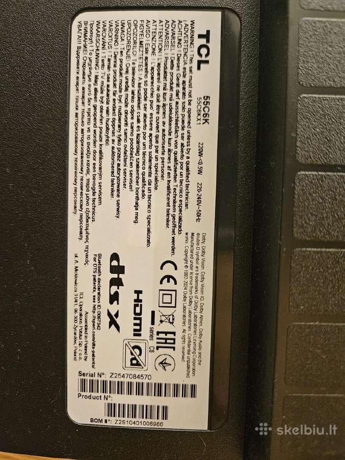 Tcl 55c6k 55" Qd-mini LED 4k 144hz Google TV - nuotraukos Nr. 2