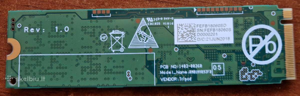 Naudotas 256gb Nvme SSD M.2 2280 - nuotraukos Nr. 2