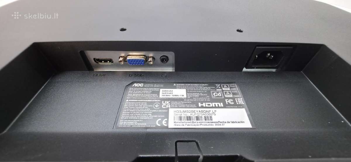 Aoc 24b3ha2 24" Full HD Ips monitorius 100 Hz - nuotraukos Nr. 3