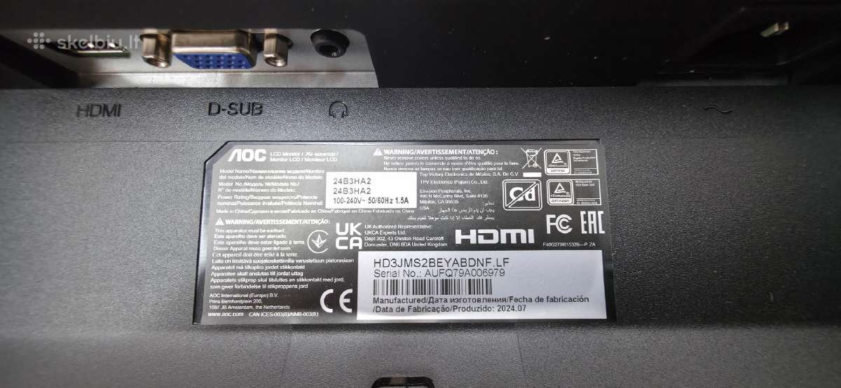 Aoc 24b3ha2 24" Full HD Ips monitorius 100 Hz - nuotraukos Nr. 4