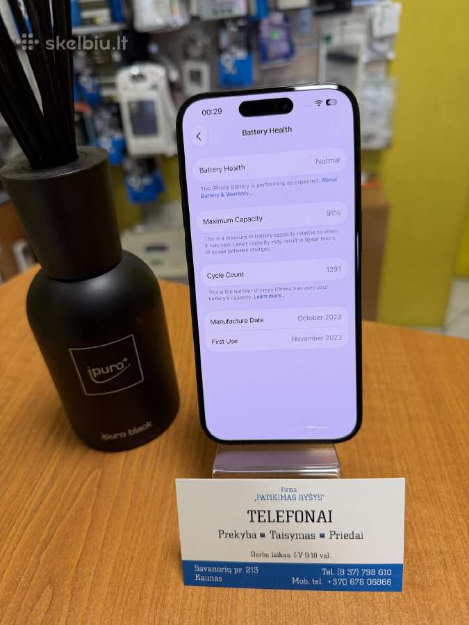 iPhone 15pro 128gb Blue Titan Su Garantija - nuotraukos Nr. 3