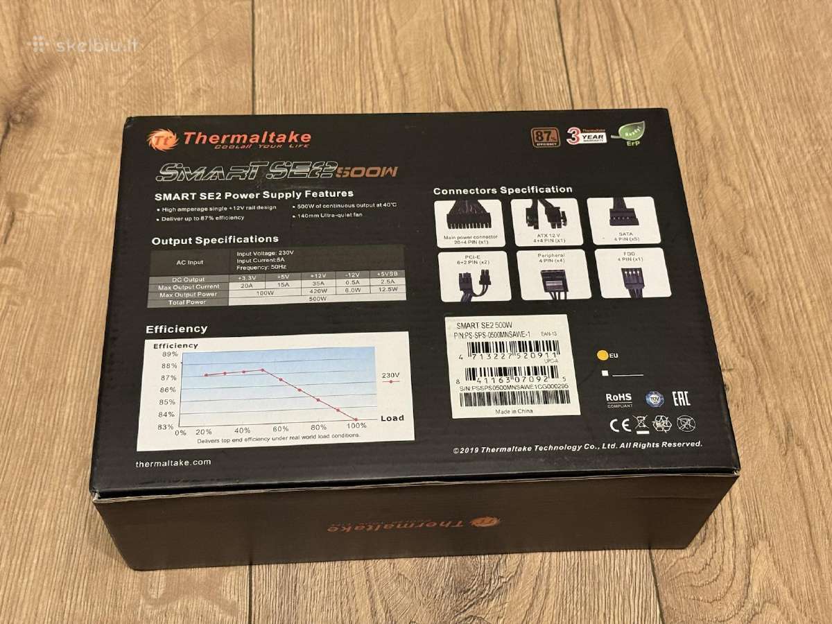 Thermaltake Smart Se2 500w pusiau modulinis - nuotraukos Nr. 3