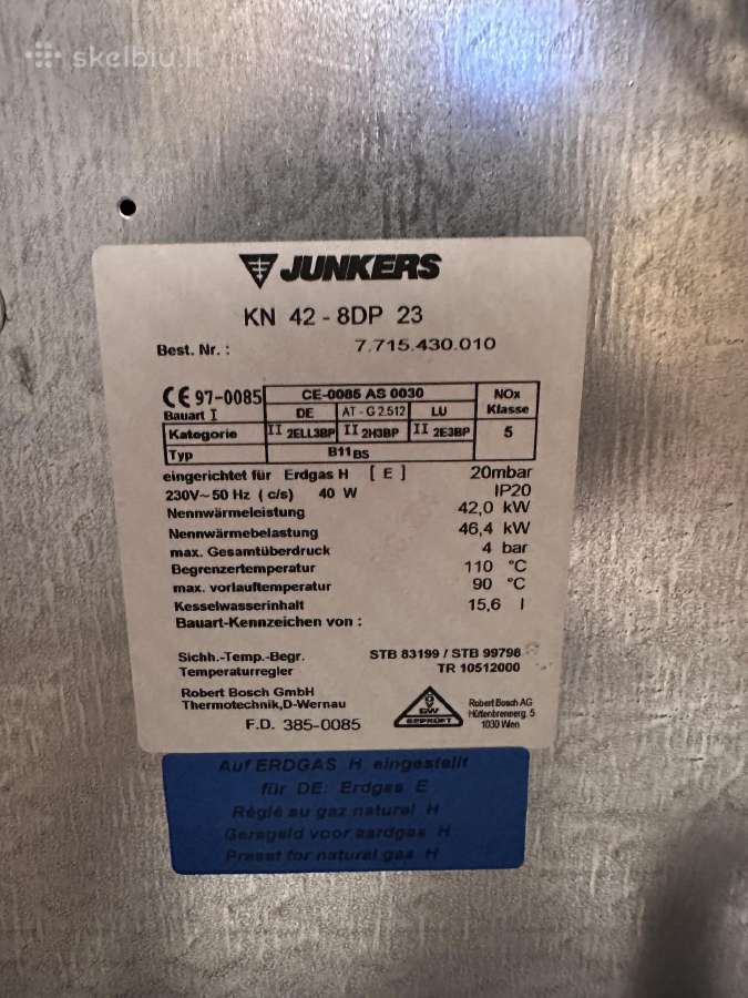 Dujinis katilas Junkers Suprastar Kn 42-8dp, 42kw - nuotraukos Nr. 4