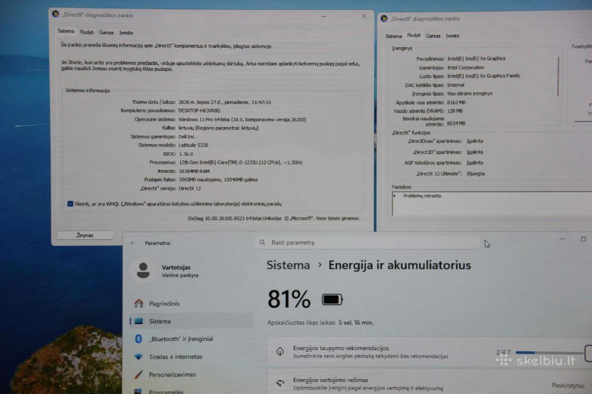 Dell Latitude 5330 i5-1235u 16gb 256gb fhd ips - nuotraukos Nr. 10