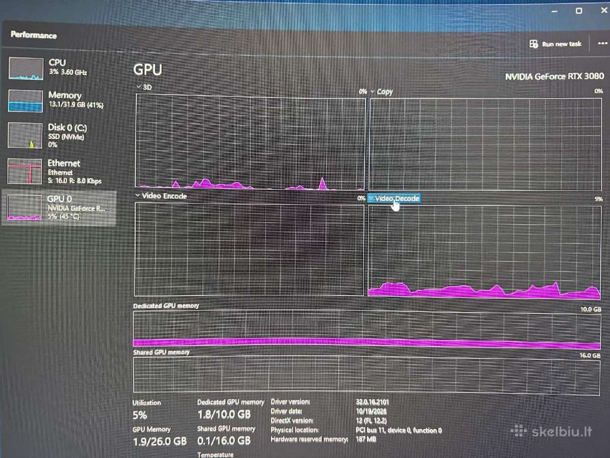 Gaming Pc – Ryzen 7 5700x / Rtx 3080 10gb / 32gb - nuotraukos Nr. 4
