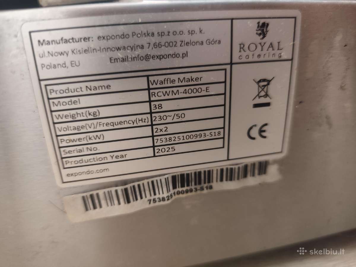 Dviejų dalių vaflinė Royal catering - nuotraukos Nr. 3