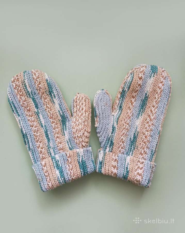 Rankų darbo nertos pirštinės (kumštinės) L/XL - nuotraukos Nr. 2