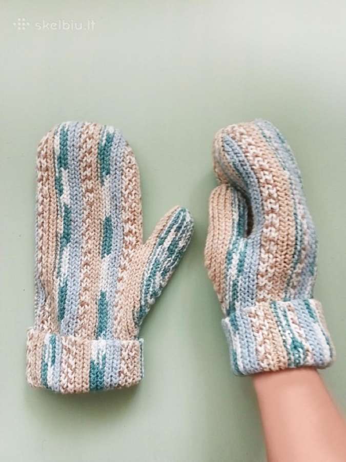 Rankų darbo nertos pirštinės (kumštinės) L/XL - nuotraukos Nr. 4