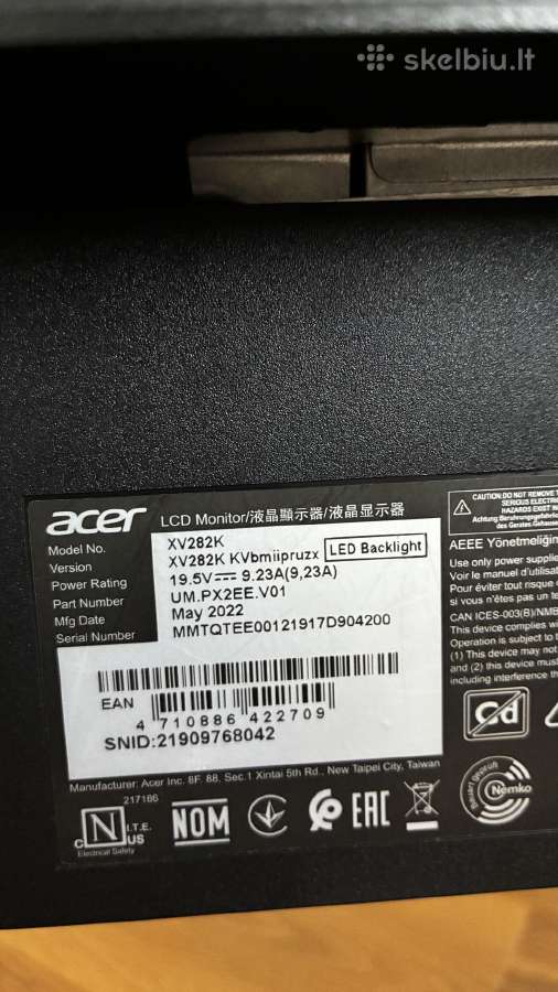 Parduodu Acer Nitro Xv282k Kv – 4k Uhd monitorius - nuotraukos Nr. 9