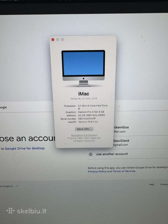 iMac 5k 27" / Mid 2019 / 40gb RAM / 1tb SSD - nuotraukos Nr. 2