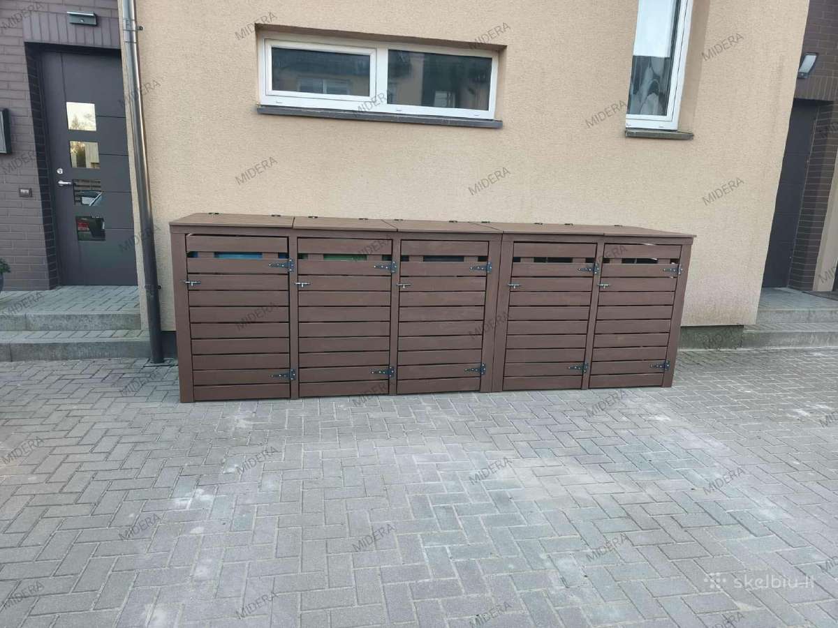 Medinės šiukšlių konteinerių pastogines - nuotraukos Nr. 4