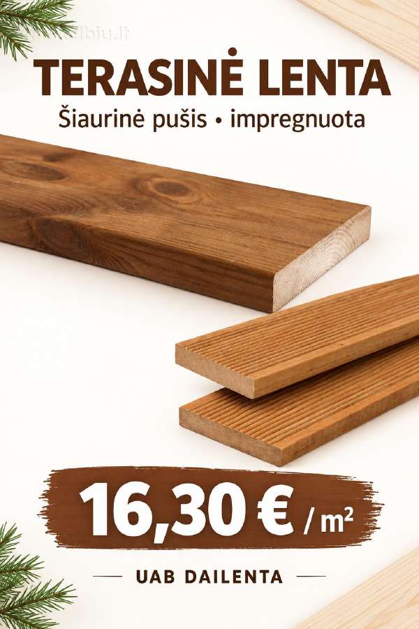 Terasinė lenta – šiaurinė pušis impregnuota - nuotraukos Nr. 2