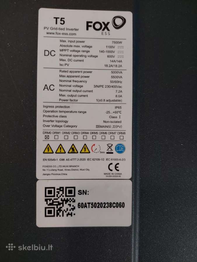 Foxess Inverteris saulės elektrinei 5 kw - nuotraukos Nr. 5