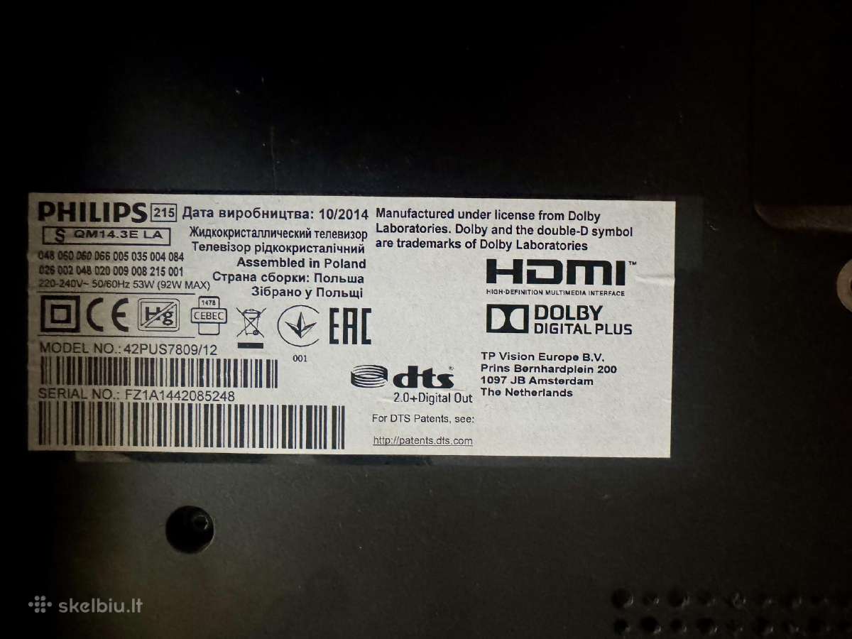 Philips 42 4k televizorius su „ambilight“ - nuotraukos Nr. 3