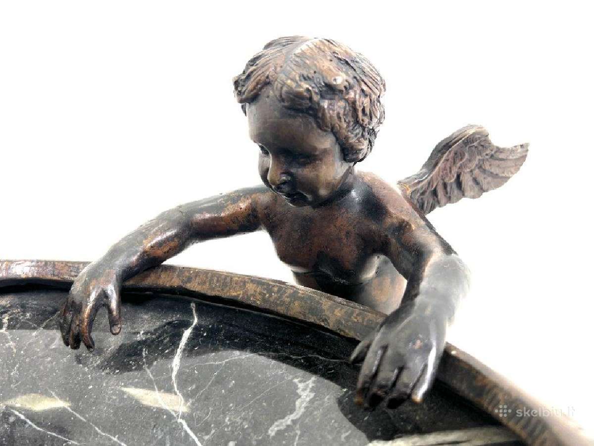 Marmuriniai vazonai su bronziniais angelais 2 vnt. - nuotraukos Nr. 9