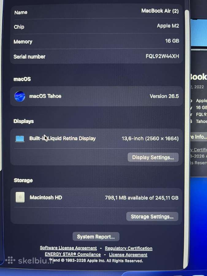 MacBook Air M2 14 16/256 - nuotraukos Nr. 3