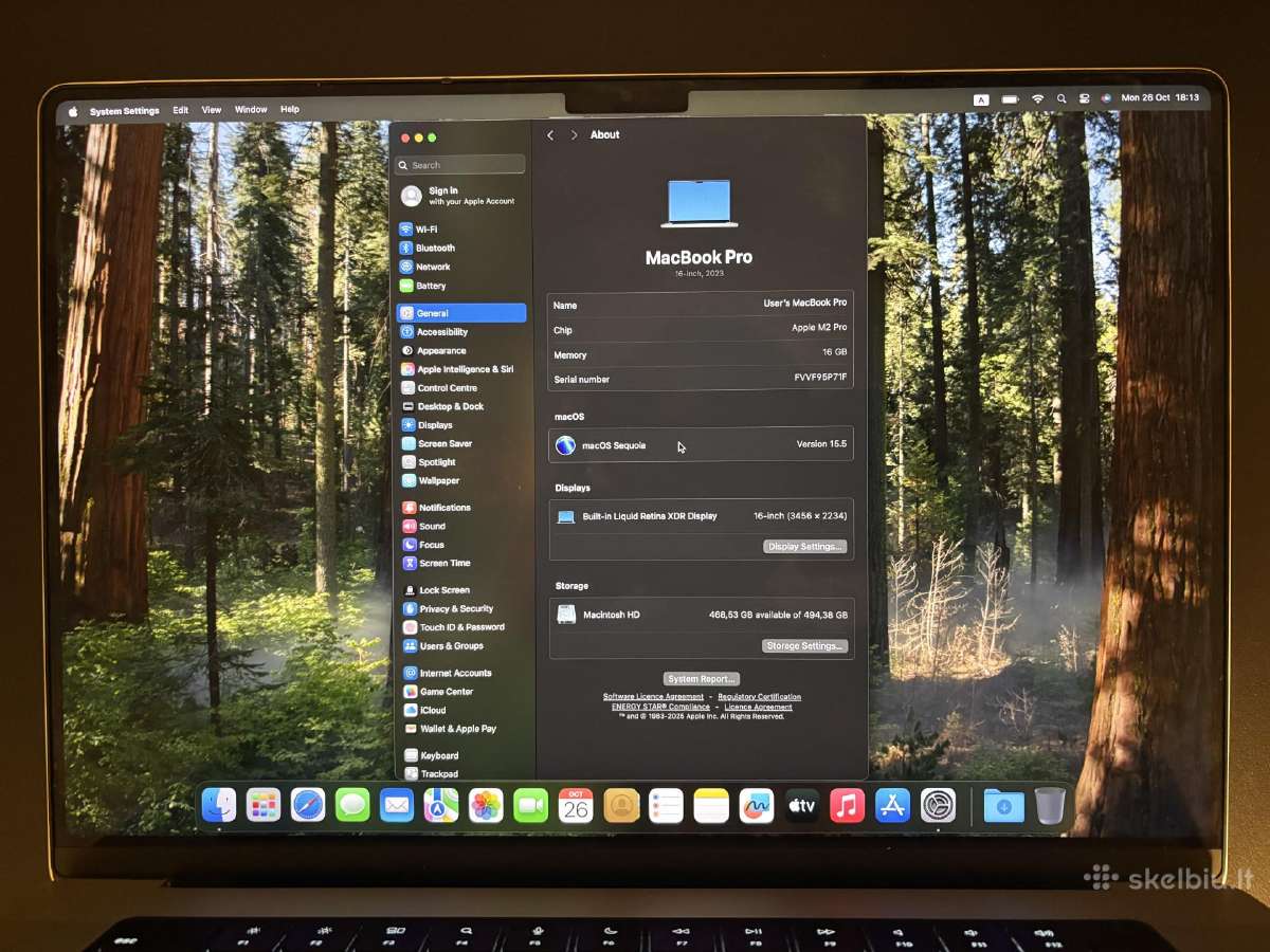 MacBook Pro 16" M2 Pro 16gb/512gb 2023 93% - nuotraukos Nr. 5