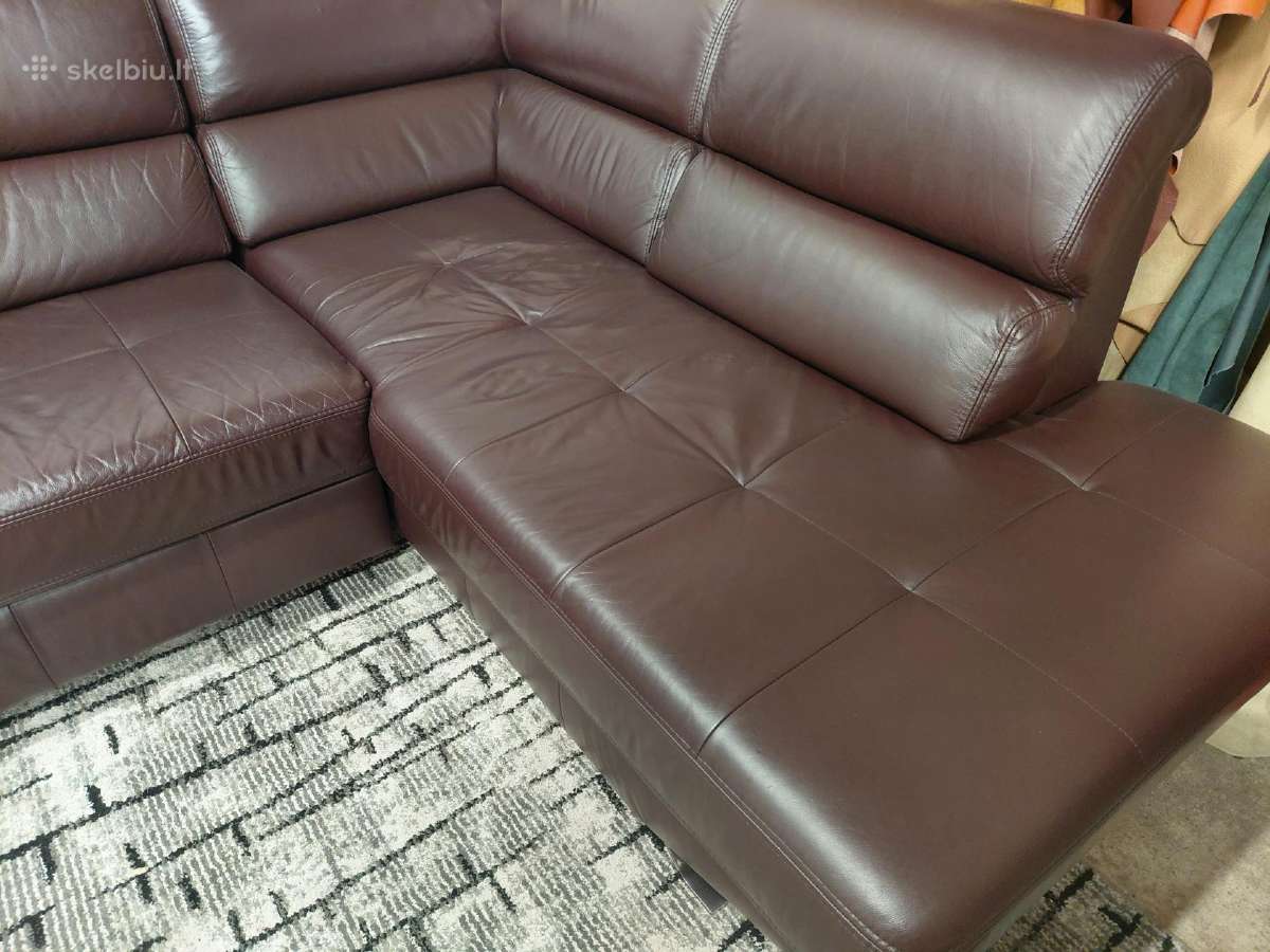 Natūralios odos kampas sofa-lova - nuotraukos Nr. 3