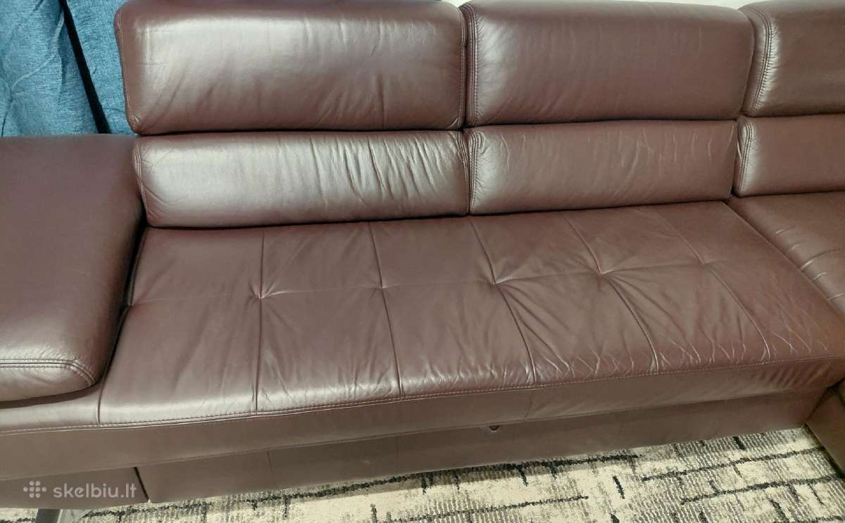 Natūralios odos kampas sofa-lova - nuotraukos Nr. 4