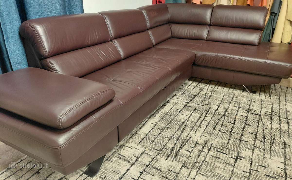 Natūralios odos kampas sofa-lova - nuotraukos Nr. 5