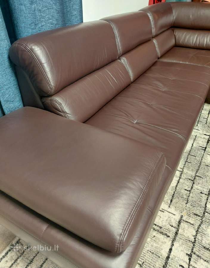 Natūralios odos kampas sofa-lova - nuotraukos Nr. 7