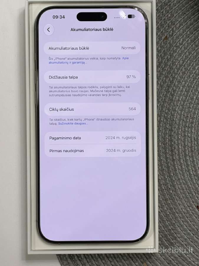 Idealus iPhone 16 pro max 256 GB, baterija 97 % - nuotraukos Nr. 5