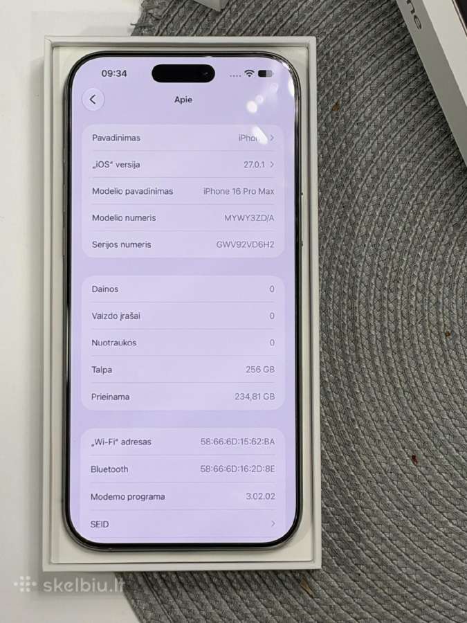 Idealus iPhone 16 pro max 256 GB, baterija 97 % - nuotraukos Nr. 6