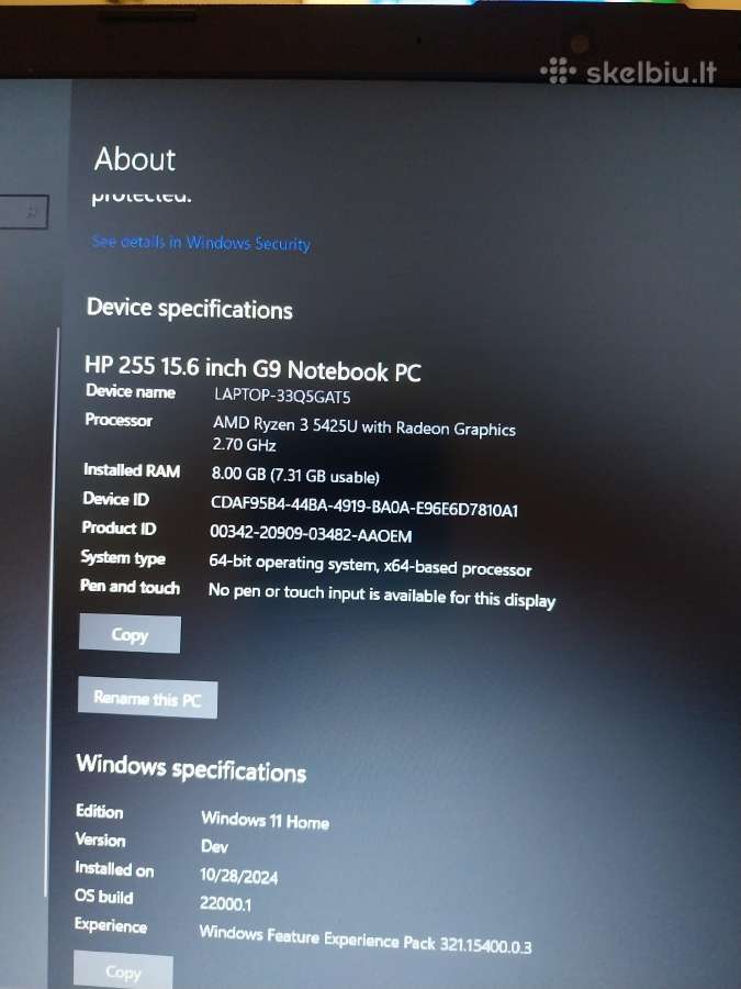 Hp 255 15,6 inch Nootebook Pc - nuotraukos Nr. 3